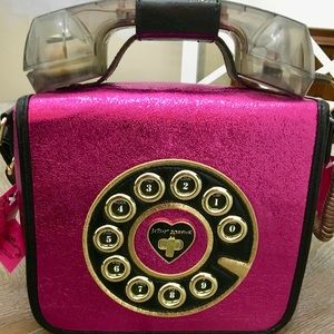 Betsey Johnson Hot Pink Phone Purse Crossbody Bag